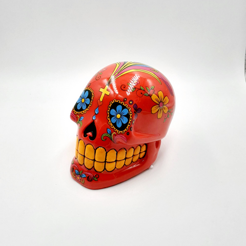 Day of the dead sugar skull money bank (Red)