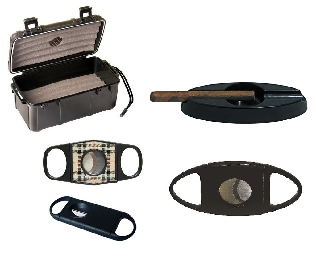 F.e.s.s F15 Gift Set - Fess 15ct Cigar Travel Case, Fess Premium Cigar Cutters Bundle Gift Set
