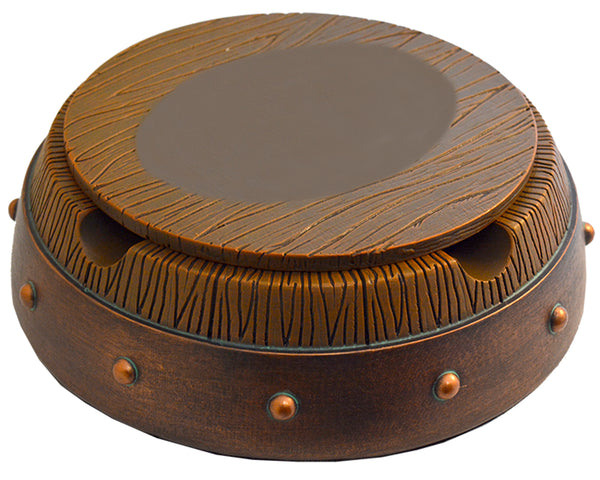 Lotus LASH11 Wood Barrel Design 4 Cigar Rest Ashtray