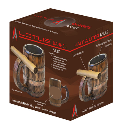 Lotus Wood Barrel Mug Design With Single Cigar Rest - LMUG1