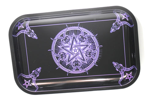 11" x 7" Medium Metal Rolling Tray - Wiccan Rolling Tray