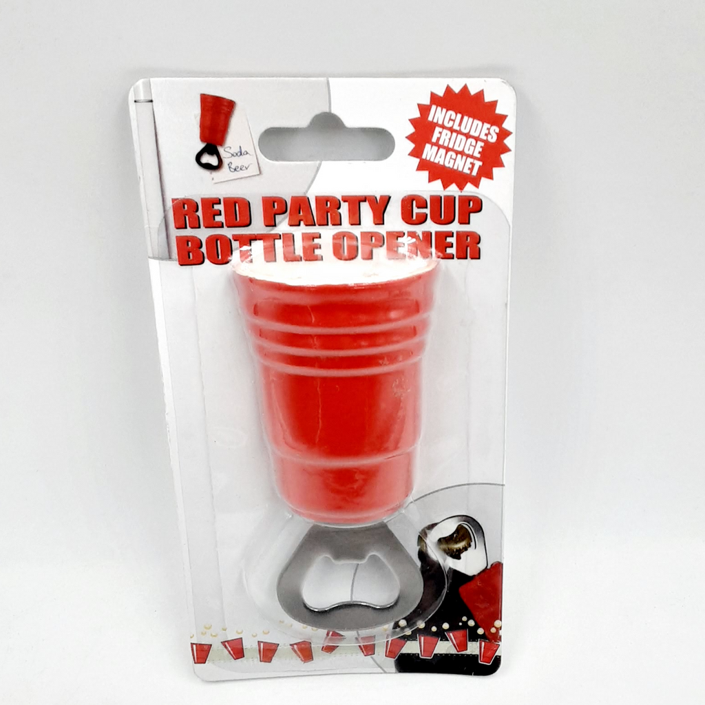 Red Cup Party Bottle Opener Includes Fridge Magnet