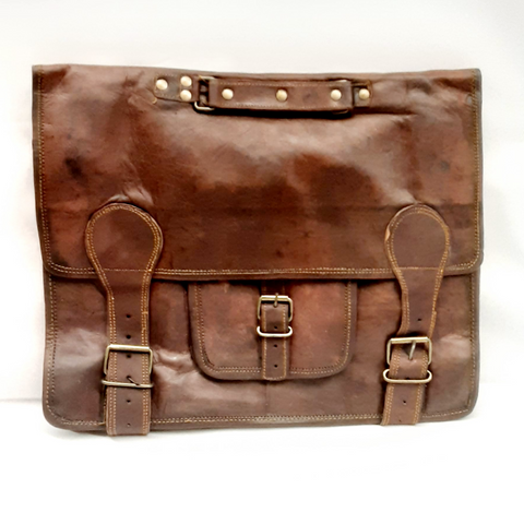 Vintage Leather Laptop Bags for Men Full Grain Large Leather Messenger bag for men 18 inches
