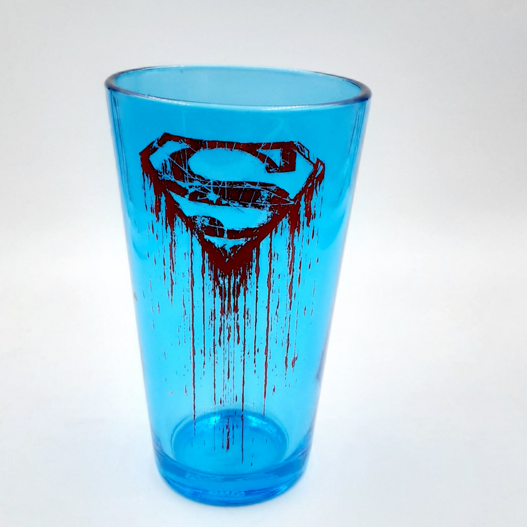 Superman blood logo glass 16oz