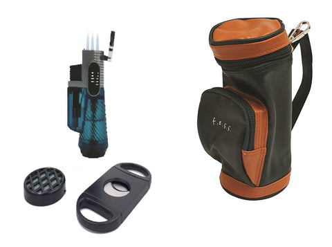 F.e.s.s. Fess Golf Gift Set Mini Golf Bag Humidor with Humidifier Torch Lighter and Cutter, , FESSONLINE, FESSONLINE